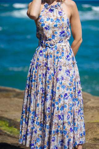 Amalfi Blue Floral Midi Dress