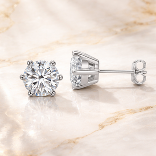 Aurora Moissanite Studs 1 Carat - Silver